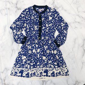 Juicy Couture Sea Animal Printed Long Sleeve Silk Dress (8/S/M)